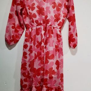 Floral Red Dress/korean