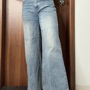 Blue High Waisted Wide Leg Jeans