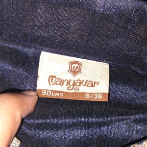 Manyavar Navy Blue Kurta Set & Golden Pyjama Pants