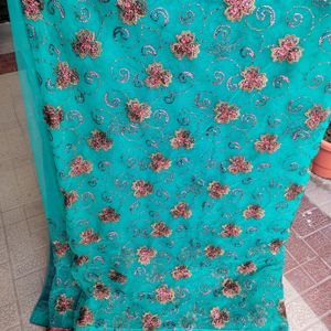 Multi Design Green Saree