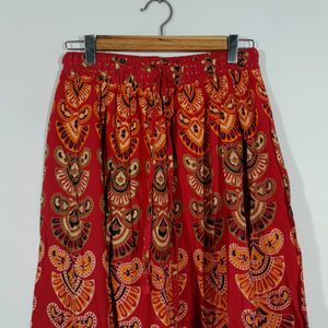 Red Printed Palazzo Pant For Women's