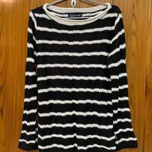 Y2k Black N White Stripes Full Sleeve Top