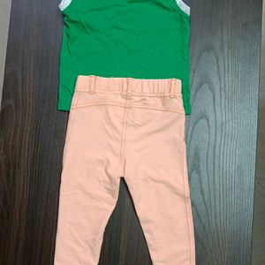 Sleevless T & Peach Jeans Set (6-12 Months )