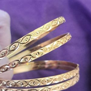 Gold Plated Thin Bangles - 4 Nos