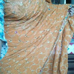 Beautiful Party Wear Chiffon Saree Home Washable