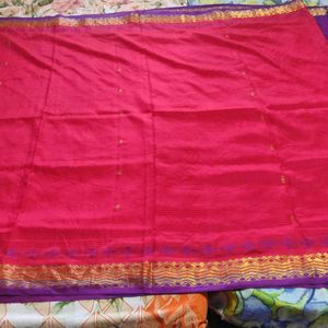 Red And Purple Silk Saree