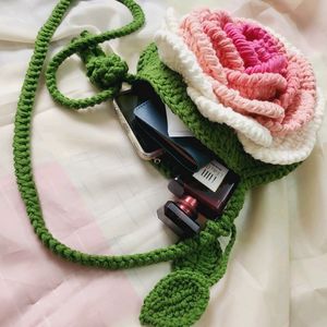 Crochet Rose Sling Bag