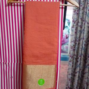 Peach Colour Cotton Saree