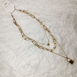 3 Layered golden chain necklace