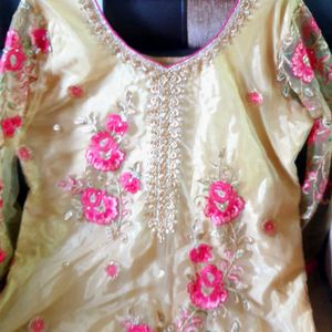 Heavy Golden Kurti And Pant Set