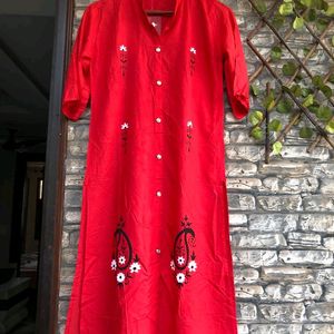 Red Floral Kurti♥️