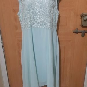 Light Sky Blue Lace and Chiffon Party  Dress.