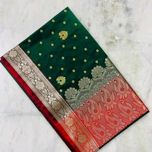 Banarasi Satin Silk Saree With Embroidery Work