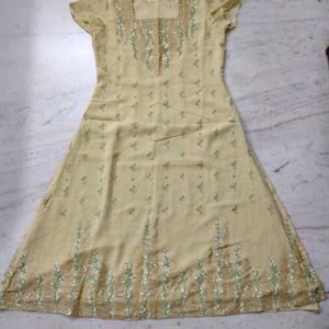 Light yellow embroidery design with square neck