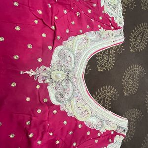 Pink Coloured  Saree With Stitched Blouse