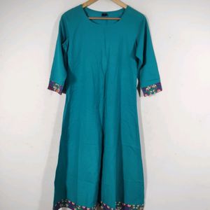 MD Sea Green Kurta With Printed Overcoat (Women)