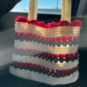 Crochet Red 🍒 Tulip 🌷 Bag