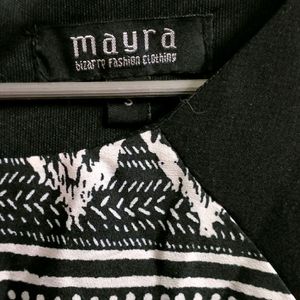 Mayra Unused Balck Printed Dress