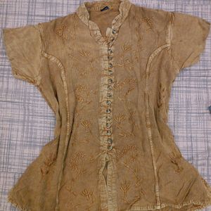 Brown Embroidered Top