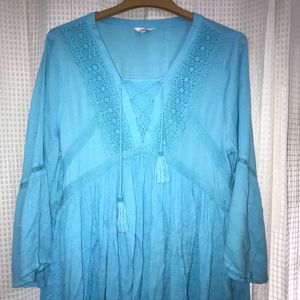 sky blue flowy top