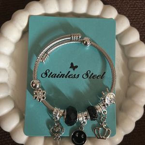 Silver Charm Black bracelet