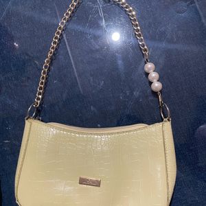 Carlton London Handbag With Golden Chain & Pearl