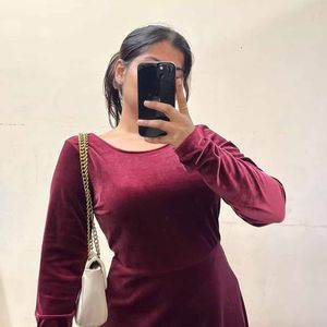 Maroon velvet Dress