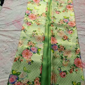 Brand New Digital Floral Kuberpattu In Green Color