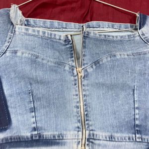 Trendy Blue Denim Crop Top