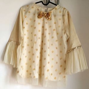 Cream Top With Golden Bow