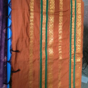 Green With Mustard Border Silk Saree