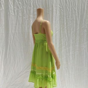 Green Deep V Neck Dress