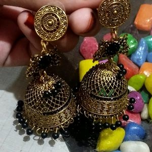 Oxidized Golden & Black Jhumka