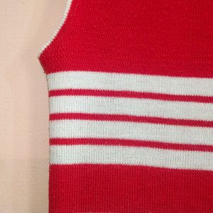 Red Warmers With A White Horizontal Stripes