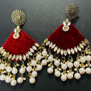 Fancy Fabric Long Size Earrings