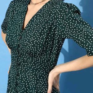 PlusS Green Polka Dot Dress(Women)