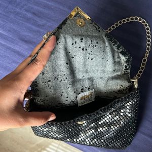 Black Gold Mesh Purse