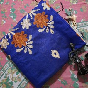 Women Stylish Blue Saree With Blouse