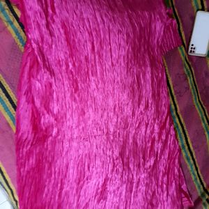 Pink Platted Saree With Blouse