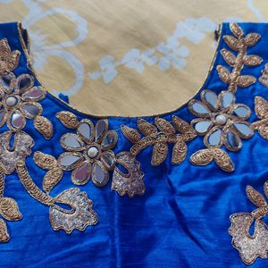 Blue Designer Mirror Work Blouse