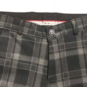 Black And Grey Checkered Formal Pants