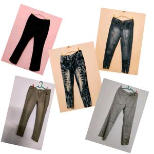" Combo Of 5 "Jeans And Trouser For Women