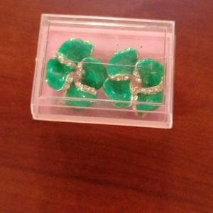 Stud Earrings, Flower Shape N Green Colour