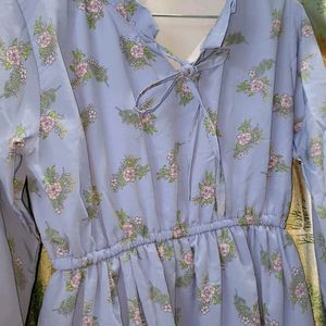 Beautiful Floral Baby Blue Frock