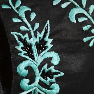 Embroidered Turquoise & Black Kurti