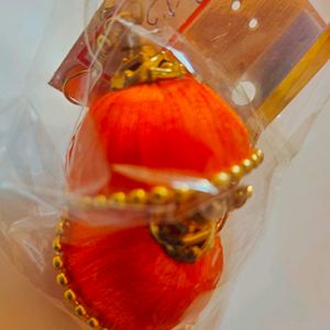 Orange Colored Silk Thread Earrings.