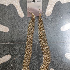 Golden Coloured Chain Earrings For Women