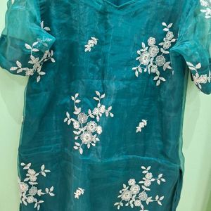 Organza Vshape With Size XXl Long Kurti