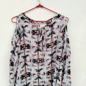 XL Size Women Sheer Patterned Top