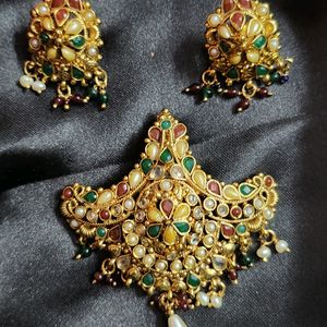 Jadau Jewelry Set | Royal Pendant & Earrings